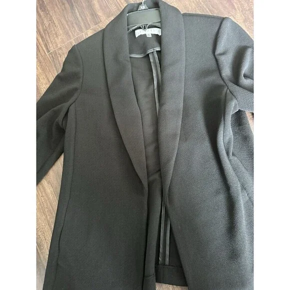 Kasper Women's Crosshatch Shawl-Collar Open-Front Jacket Work Blazer Black PS - Picture 7 of 7